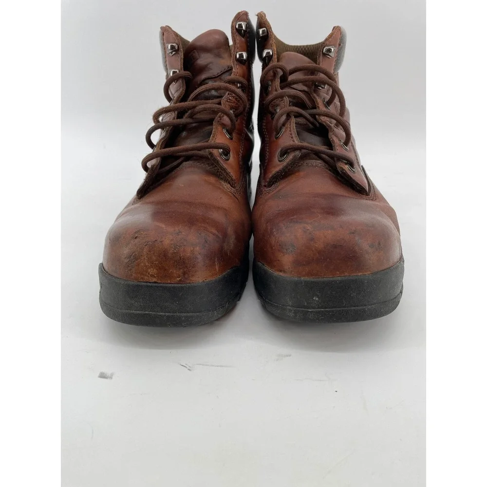 Wolverine Work Boots Men 10.5 Brown Leather Lace Up EH Slip Resistant Steel Toe‎